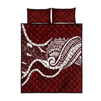 Aloha Hawaii Kalo Pikake Lei Quilt Bed Set Chest Tattoo Oxblood Hawaiian Pattern