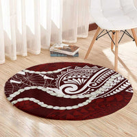 Aloha Hawaii Kalo Pikake Lei Round Carpet Chest Tattoo Oxblood Hawaiian Pattern