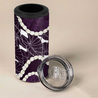 Aloha Hawaii Kalo Pikake Lei 4 in 1 Can Cooler Tumbler Chest Tattoo Purple Hawaiian Pattern
