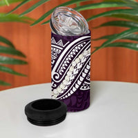 Aloha Hawaii Kalo Pikake Lei 4 in 1 Can Cooler Tumbler Chest Tattoo Purple Hawaiian Pattern