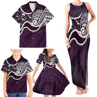 Aloha Hawaii Kalo Pikake Lei Family Matching Tank Maxi Dress and Hawaiian Shirt Chest Tattoo Purple Hawaiian Pattern LT14 - Polynesian Pride