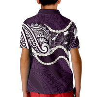 Aloha Hawaii Kalo Pikake Lei Kid Polo Shirt Chest Tattoo Purple Hawaiian Pattern