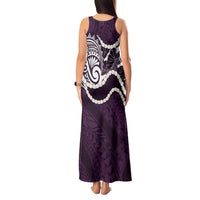 Aloha Hawaii Kalo Pikake Lei Tank Maxi Dress Chest Tattoo Purple Hawaiian Pattern