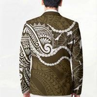 Aloha Hawaii Kalo Pikake Lei Blazer Chest Tattoo Gold Hawaiian Pattern