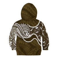 Aloha Hawaii Kalo Pikake Lei Kid Hoodie Chest Tattoo Gold Hawaiian Pattern