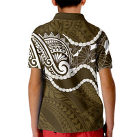 Aloha Hawaii Kalo Pikake Lei Kid Polo Shirt Chest Tattoo Gold Hawaiian Pattern
