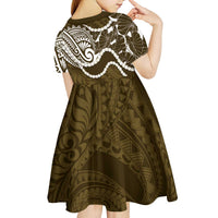 Aloha Hawaii Kalo Pikake Lei Kid Short Sleeve Dress Chest Tattoo Gold Hawaiian Pattern