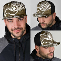 Aloha Hawaii Kalo Pikake Lei Mesh Trucker Cap Chest Tattoo Gold Hawaiian Pattern