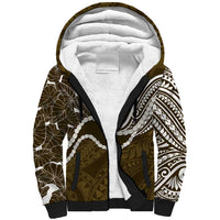 Aloha Hawaii Kalo Pikake Lei Sherpa Hoodie Chest Tattoo Gold Hawaiian Pattern
