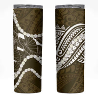 Aloha Hawaii Kalo Pikake Lei Skinny Tumbler Chest Tattoo Gold Hawaiian Pattern