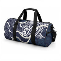 Aloha Hawaii Kalo Pikake Lei Duffle Bag Chest Tattoo Oxford Blue Hawaiian Pattern