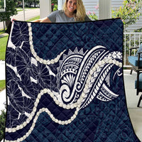 Aloha Hawaii Kalo Pikake Lei Quilt Chest Tattoo Oxford Blue Hawaiian Pattern