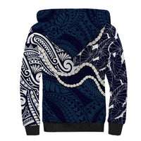 Aloha Hawaii Kalo Pikake Lei Sherpa Hoodie Chest Tattoo Oxford Blue Hawaiian Pattern LT14 - Polynesian Pride