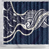 Aloha Hawaii Kalo Pikake Lei Shower Curtain Chest Tattoo Oxford Blue Hawaiian Pattern