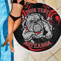 Personalised Aotearoa Bulldog Beach Blanket NZ Maori Tattoo