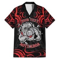Personalised Aotearoa Bulldog Family Matching Mermaid Dress and Hawaiian Shirt NZ Maori Tattoo LT14 Dad's Shirt - Short Sleeve Red - Polynesian Pride