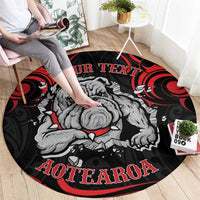 Personalised Aotearoa Bulldog Round Carpet NZ Maori Tattoo