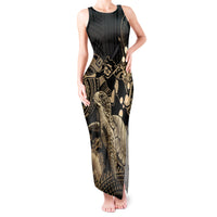 Gold Aloha Hawaii Tank Maxi Dress Snorkeling With Sea Turtle Polynesian Pattern LT14 Women Gold - Polynesian Pride
