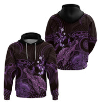 Purple Aloha Hawaii Zip Hoodie Snorkeling With Sea Turtle Polynesian Pattern
