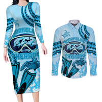 Hawaii Sea Turtle Snorkeling Is My Therapy Couples Matching Long Sleeve Bodycon Dress and Long Sleeve Button Shirt