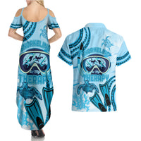 Hawaii Sea Turtle Snorkeling Is My Therapy Couples Matching Summer Maxi Dress and Hawaiian Shirt LT14 - Polynesian Pride