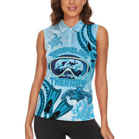 Hawaii Sea Turtle Snorkeling Is My Therapy Women Sleeveless Polo Shirt