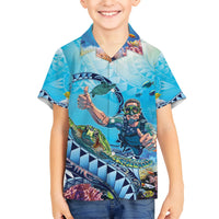 Hawaii Snorkeling Honu Turtle Kid Hawaiian Shirt Under The Ocean Vibes