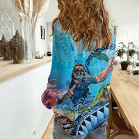 Hawaii Snorkeling Honu Turtle Women Casual Shirt Under The Ocean Vibes