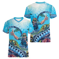 Hawaii Snorkeling Honu Turtle Women V-Neck T-Shirt Under The Ocean Vibes