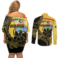 Quezon Province Couples Matching Off Shoulder Short Dress and Long Sleeve Button Shirt Cocolandia Philippines Turtle