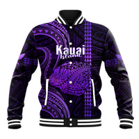 Polynesian Pride Hawaiian Islands Baseball Jacket Kauai Map Purple Kanaka With Kakau LT14 Unisex Purple - Polynesian Pride