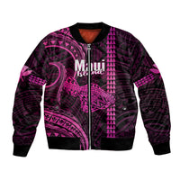 Polynesian Pride Hawaiian Islands Bomber Jacket Maui Map Pink Kanaka With Kakau LT14 Unisex Pink - Polynesian Pride