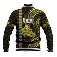 Polynesian Pride Hawaiian Islands Baseball Jacket Oahu Map Yellow Kanaka With Kakau LT14 - Polynesian Pride