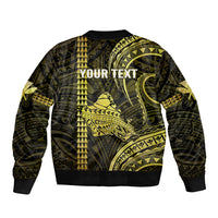 Personalised Hawaiian Islands Bomber Jacket Oahu Map Yellow Kanaka With Kakau LT14 - Polynesian Pride
