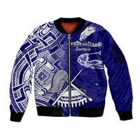 Polynesian Pride American Samoa Sleeve Zip Bomber Jacket July 4 Independence Day LT14 Unisex Blue - Polynesian Pride