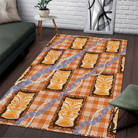Aloha Hawaii Tiki Palaka Motifs Area Rug Honohono Lei Orange Elegant Vibes