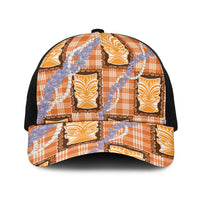 Aloha Hawaii Tiki Palaka Motifs Baseball Net Cap Honohono Lei Orange Elegant Vibes LT14 One Size Black Orange - Polynesian Pride