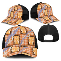Aloha Hawaii Tiki Palaka Motifs Baseball Net Cap Honohono Lei Orange Elegant Vibes LT14 - Polynesian Pride