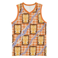 Aloha Hawaii Tiki Palaka Motifs Basketball Jersey Honohono Lei Orange Elegant Vibes LT14 Unisex Orange - Polynesian Pride
