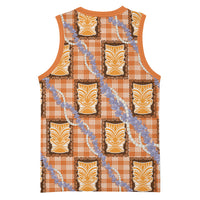 Aloha Hawaii Tiki Palaka Motifs Basketball Jersey Honohono Lei Orange Elegant Vibes LT14 - Polynesian Pride