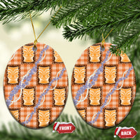 Aloha Hawaii Tiki Palaka Motifs Ceramic Ornament Honohono Lei Orange Elegant Vibes LT14 Oval Orange - Polynesian Pride