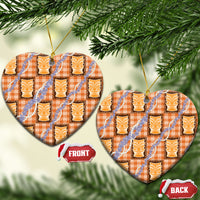 Aloha Hawaii Tiki Palaka Motifs Ceramic Ornament Honohono Lei Orange Elegant Vibes LT14 Heart Orange - Polynesian Pride