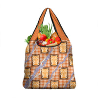 Aloha Hawaii Tiki Palaka Motifs Grocery Bag Honohono Lei Orange Elegant Vibes