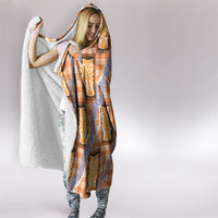 Aloha Hawaii Tiki Palaka Motifs Hooded Blanket Honohono Lei Orange Elegant Vibes