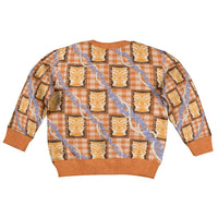 Aloha Hawaii Tiki Palaka Motifs Kid Ugly Christmas Sweater Honohono Lei Orange Elegant Vibes LT14 - Polynesian Pride