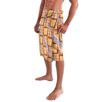 Aloha Hawaii Tiki Palaka Motifs Lavalava Honohono Lei Orange Elegant Vibes