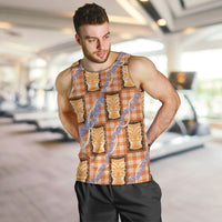 Aloha Hawaii Tiki Palaka Motifs Men Tank Top Honohono Lei Orange Elegant Vibes