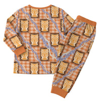 Aloha Hawaii Tiki Palaka Motifs Christmas Pajama Set Honohono Lei Orange Elegant Vibes LT14 - Polynesian Pride