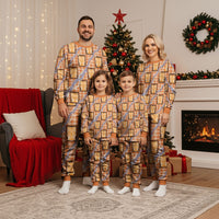 Aloha Hawaii Tiki Palaka Motifs Christmas Pajama Set Honohono Lei Orange Elegant Vibes LT14 - Polynesian Pride
