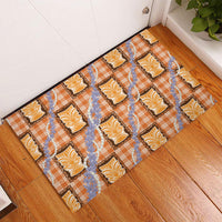 Aloha Hawaii Tiki Palaka Motifs Rubber Doormat Honohono Lei Orange Elegant Vibes